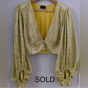 Sparkly button up bell sleeve blouse